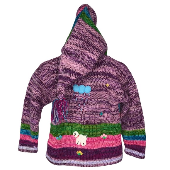 Baby Llama Peruvian Handknit Sweater Cardigan Size 6-12 Months - Picture 6 of 7